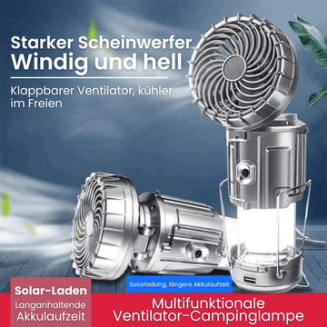 Tragbare LED-Campinglampe mit Ventilator